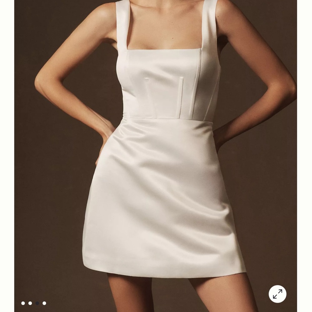 BHLDN White Sheath Mini Dress Square Neck Sleeveless